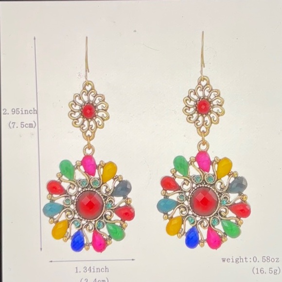 NWT beautiful red faceted rhinestone earrings - Picture 2 of 3